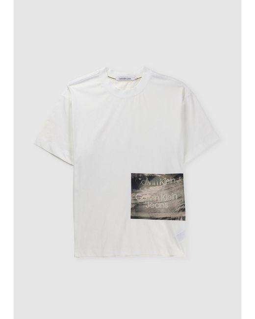 Daggry Tredje give Calvin Klein Motion Blur Photoprint T-shirt in White for Men | Lyst
