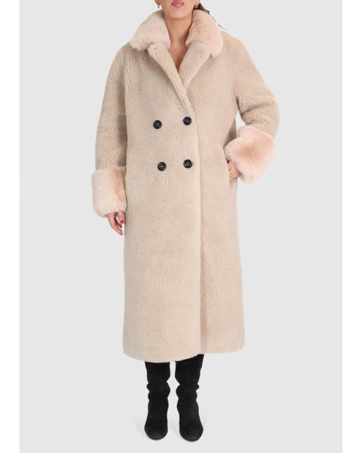 American Dreams Natural Fiona Long Wool Coat