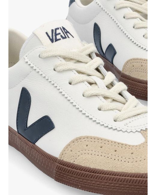 Veja White Volley O.T Leather Nautico Bark Trainers , Leather