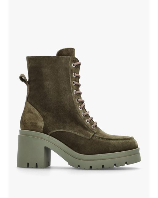 Daniel Green Suede Lace-Up Block-Heel Boots