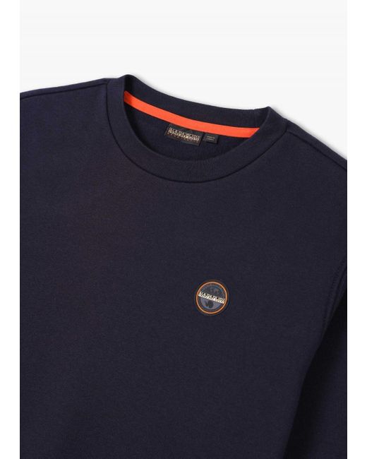 Napapijri Blue Bollo Badge Crewneck Sweatshirt for men