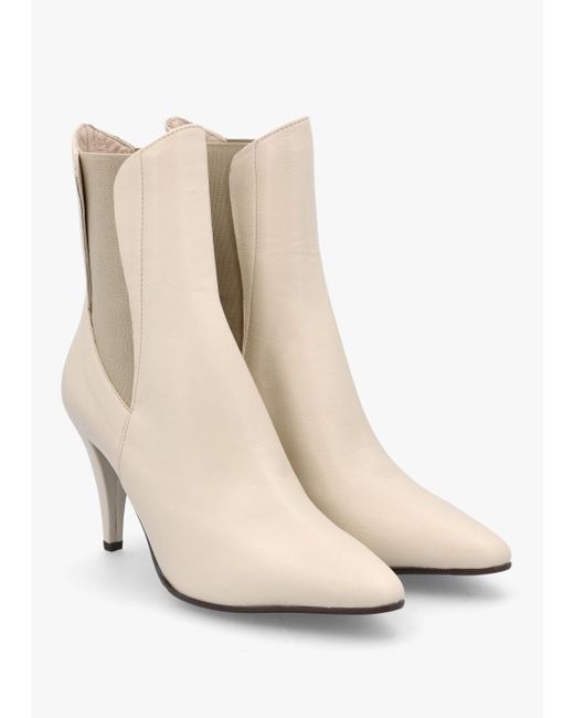 Daniel Natural Nelly Cream Leather Cone Heel Chelsea Boots , Leather