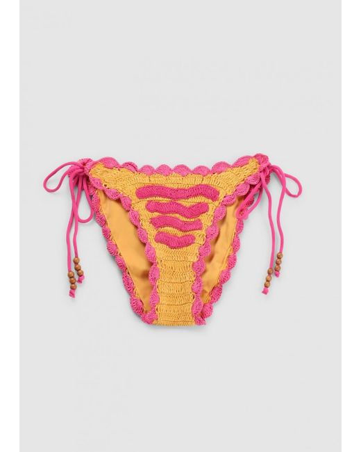 It's Now Cool Pink Sea Crochet Tri Bikini Bottoms