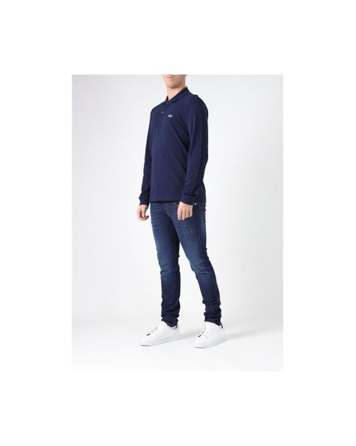 Lacoste Blue Classic Pique Long Sleeve Polo Shirt for men