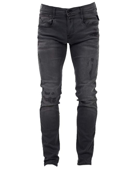 Replay Cotton Anbass Hyperflex X Lite Rip Repair in Grey (Gray) for Men - Save 2% | Lyst