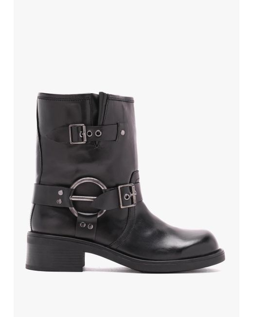 Daniel Black Ibike Leather Chunky Biker Boots Leather