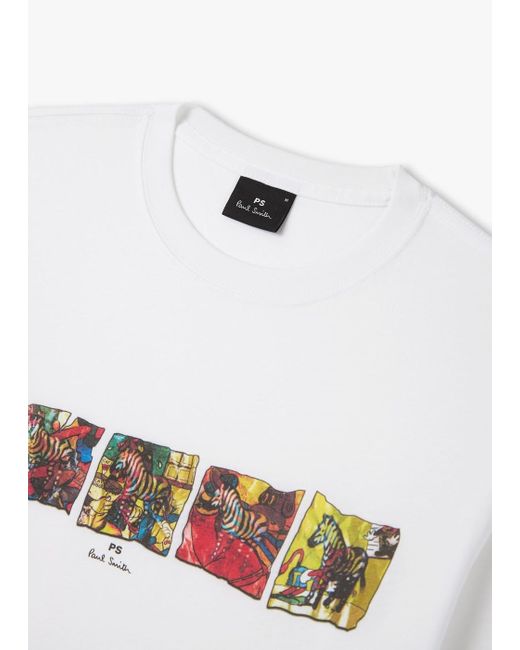 Paul Smith White Zebra Graphic T-Shirt for men