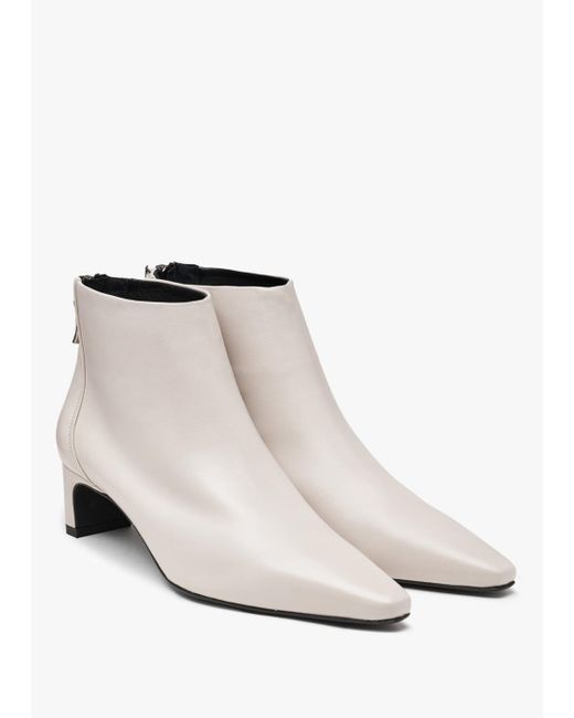 Daniel White Sedda Cream Leather Low Heel Ankle Boots , Leather