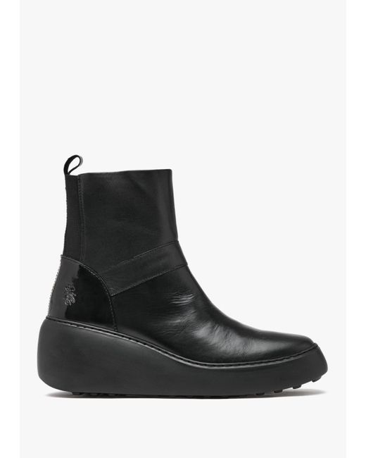Fly London Black Doxe Wedge Boots