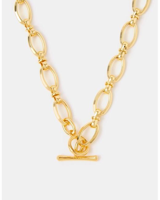 Accessorize White 14Ct-Plated Knot Chain T-Bar Necklace