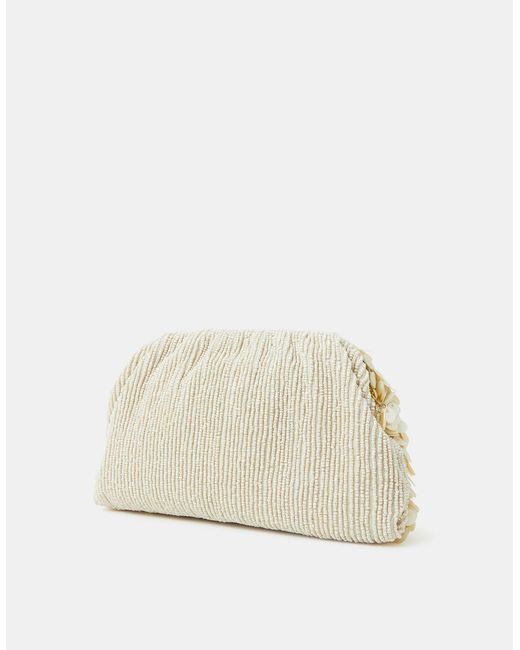 Accessorize Pearl Shell Embellished Clutch Bag in Natural | Lyst UK