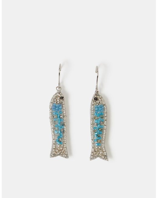 Accessorize Blue Mini Beaded Fish Drop Earrings