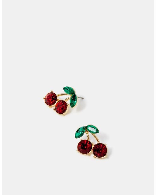 Accessorize Brown Diamanté Cherry Stud Earrings