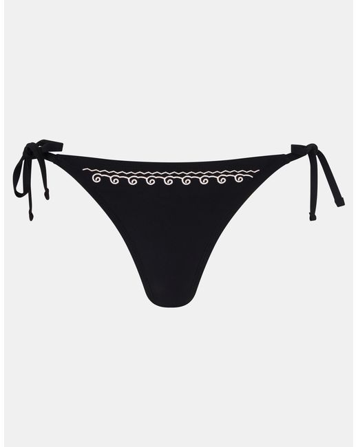 Accessorize Brown Shell Embroidered Tie Side Bikini Bottoms