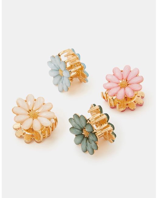 Accessorize Natural 4-Pack Mini Gemstone Flower Claw Clips