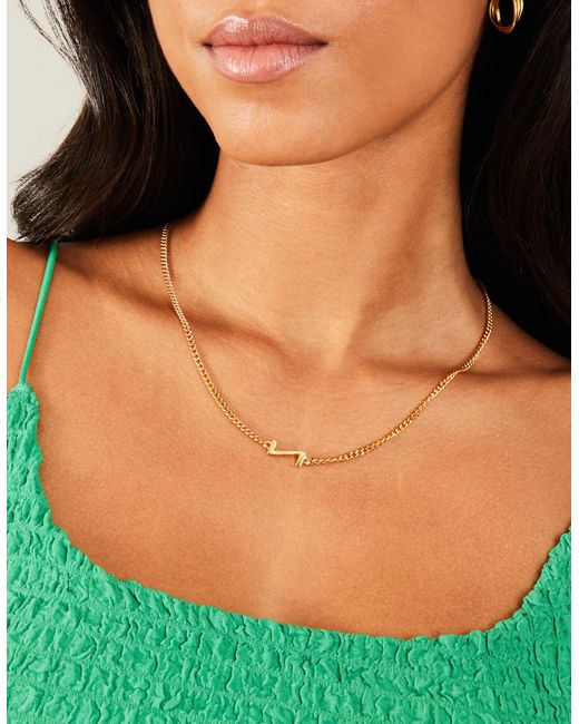 Accessorize Metallic Women's 14ct Gold Plated Elegant Brass East West Initial Necklace