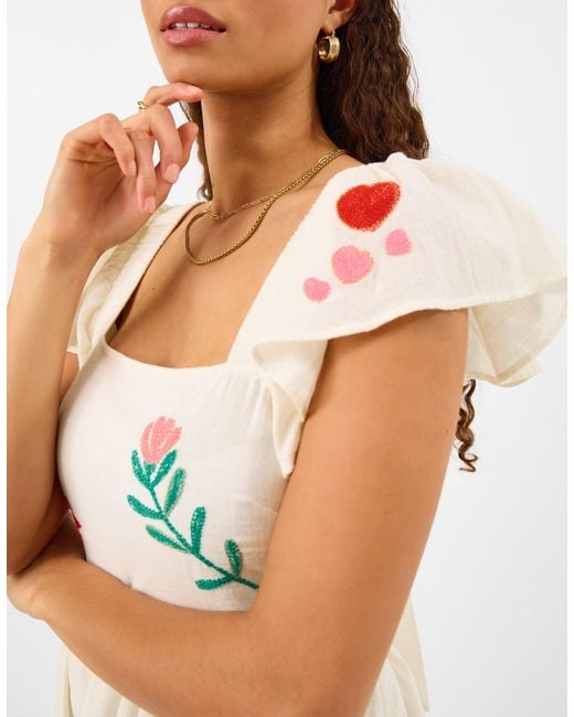 Accessorize White Floral Embroidered Midi Dress
