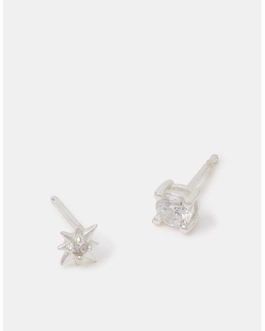 Accessorize Natural 2-Pack Sterling-Plated Star Stud Earrings