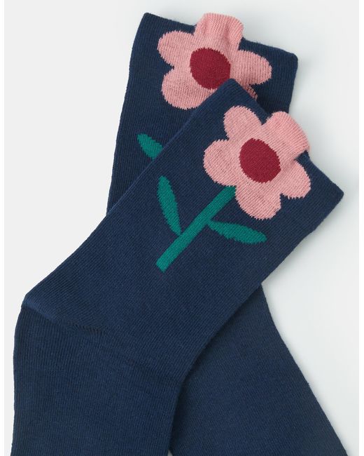 Accessorize Blue Flower Print Socks