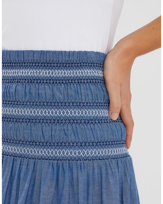 Accessorize Blue Smock Tiered Maxi Skirt