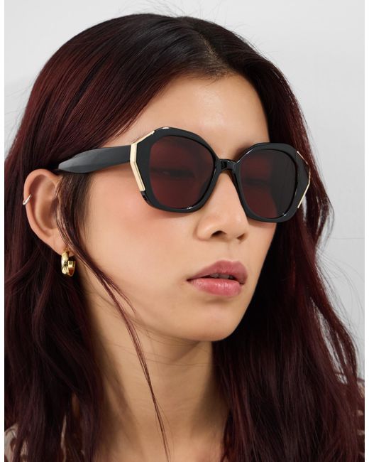 Accessorize Metallic Oversized Geometric Sunglasses