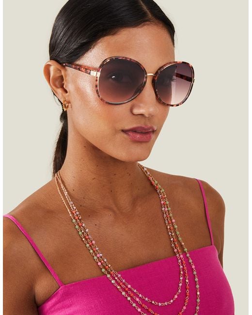 Accessorize Natural Brown Oversized Round Tortoiseshell Sunglasses