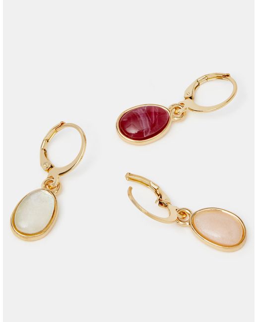 Accessorize White 3-Pack Mini Resin Stone Hoop Earrings
