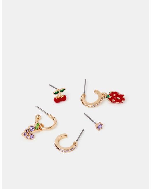 Accessorize Brown 5-Pack Cherry Stud & Hoop Earrings