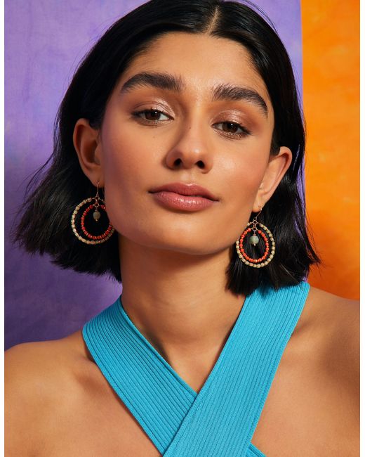 Accessorize Multicolor Women's Orange Concentric Hoop Earrings