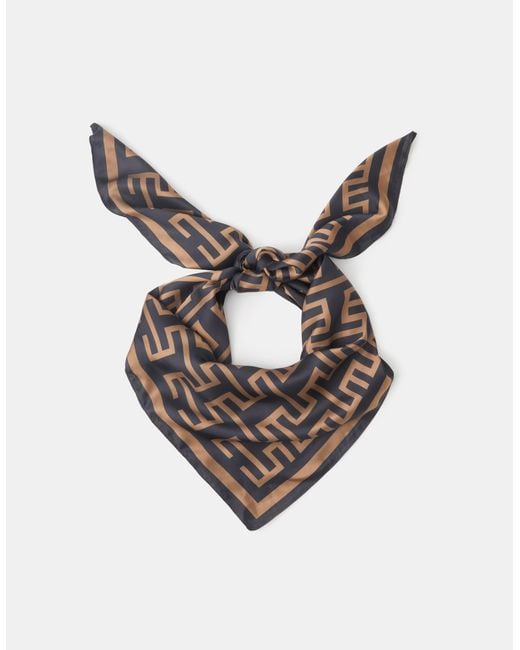 Accessorize Metallic Geometric Print Square Satin Scarf