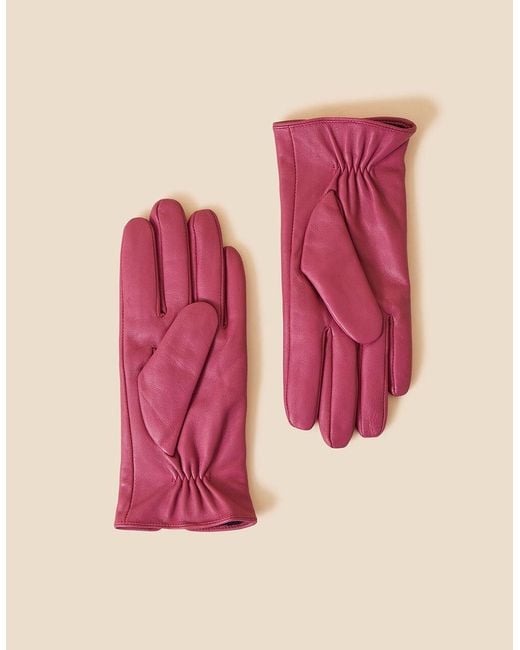 Accessorize Women's Pink Luxurious Leather Luxe Gloves | Lyst UK