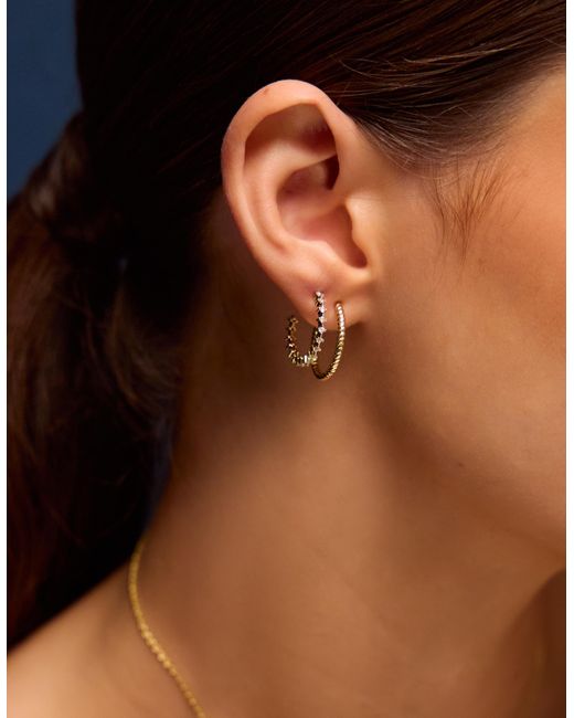 Accessorize White 3-Pack 14Ct-Plated Twist Hoop Earrings