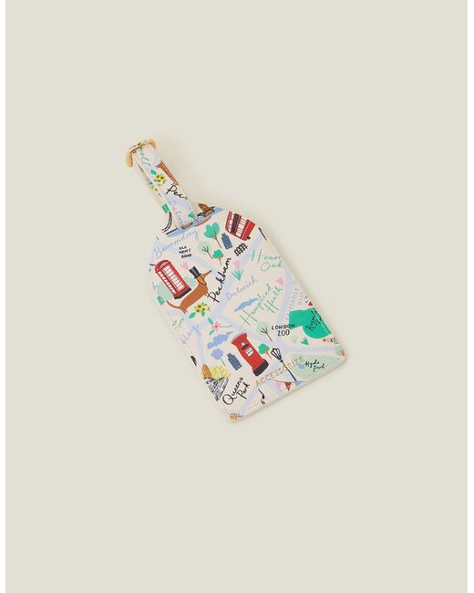 Accessorize Blue Cream And London Map Luggage Tag