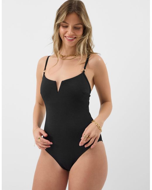 Accessorize Black V-Front Shaping Swimsuit