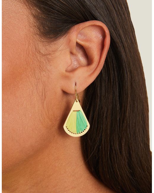 Accessorize Metallic Women's Gold Raffia Inlay Earrings