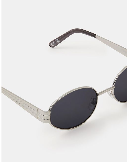Accessorize White Metal Oval Sunglasses