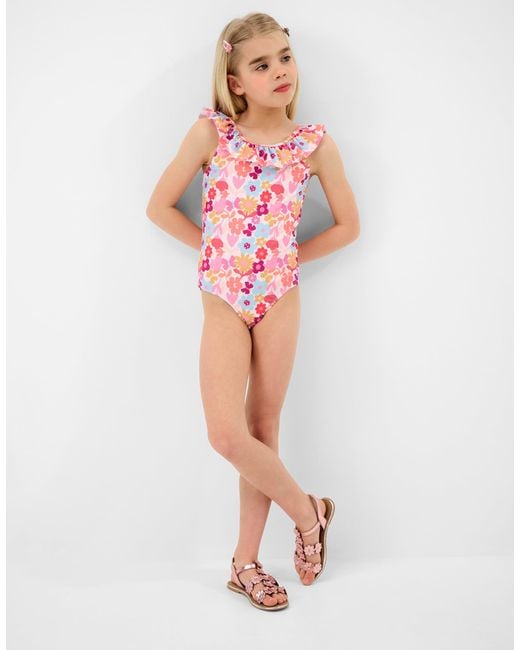 Accessorize Pink Floral Print Frill Swimsuit