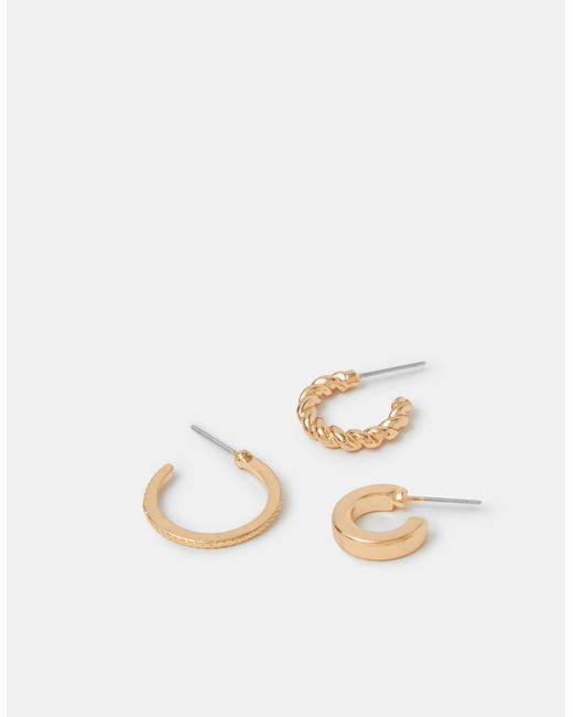 Accessorize White 3-Pack Mix Hoop Earrings