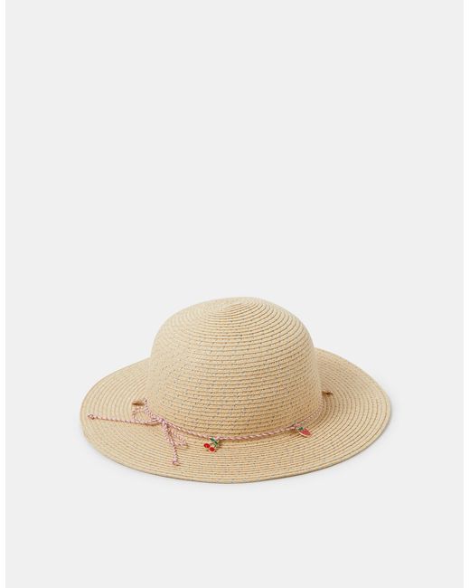 Accessorize Natural Cherry Charm Floppy Hat