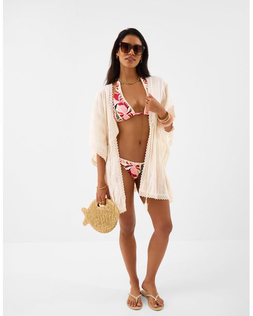 Accessorize Red Abstract Tie Side Bikini Bottoms