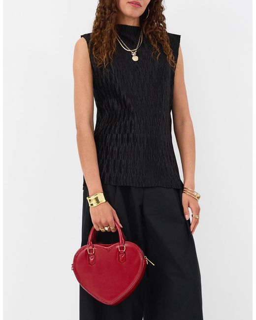 Accessorize Red Patent Faux Leather Heart Crossbody Bag