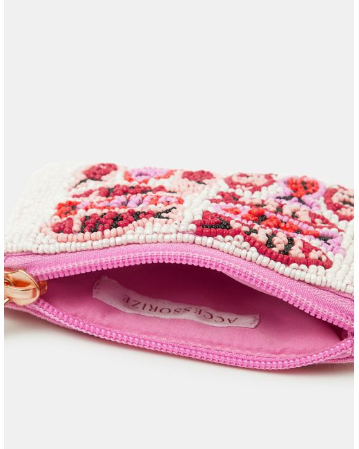 Accessorize Red Fish Beaded Coin Purse