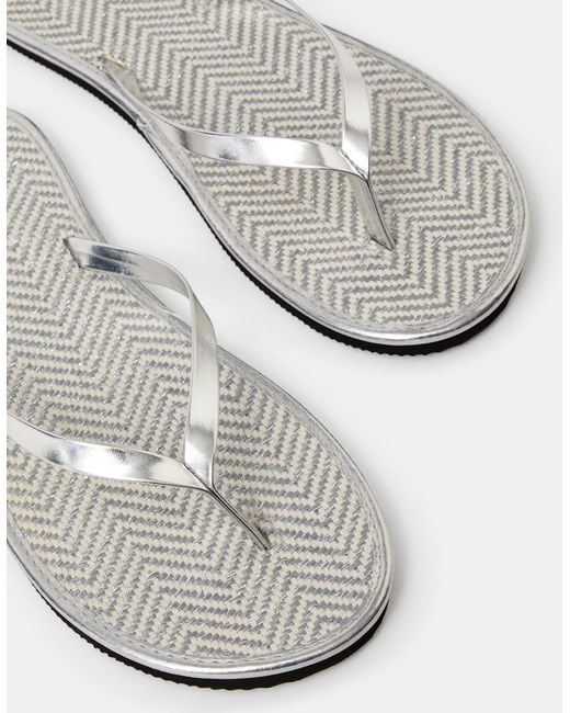 Accessorize White Metallic Seagrass Flip Flops