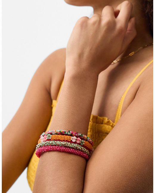 Accessorize Pink 4-Pack Beaded Bangles