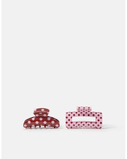 Accessorize Brown 2-Pack Polka Dot Claw Clips