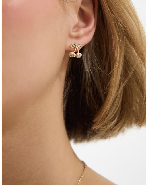 Accessorize Brown Diamanté Cherry Stud Earrings