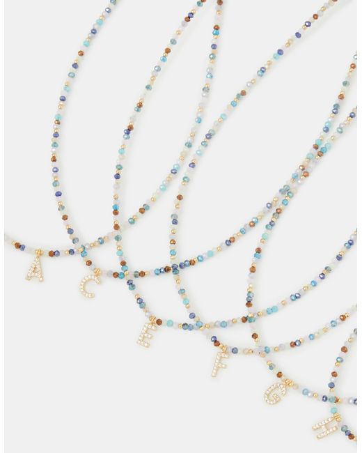 Accessorize White 14Ct-Plated Beaded Initial Pendant Necklace