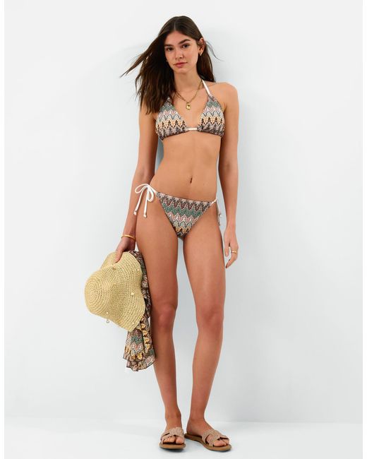 Accessorize Natural Crochet Tie Side Bikini Bottoms