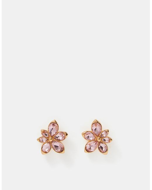Accessorize White Gemstone Flower Stud Earrings