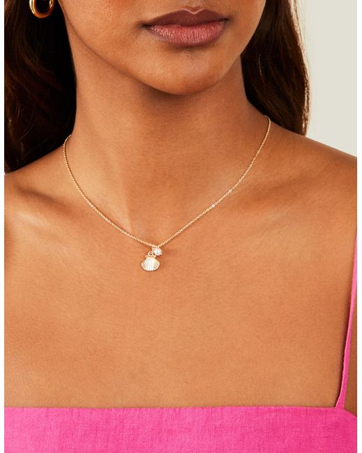 Accessorize Natural Pearly Shell Pendant Necklace